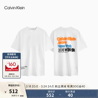 Calvin Klein Jeans24春夏男士时尚炫彩涂鸦字母印花纯棉短袖T恤ZM02801 YAF-月光白 XL