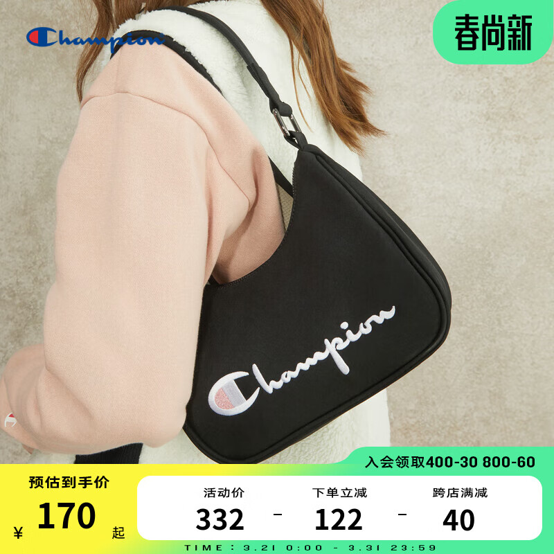 Champion冠军单肩包牛角包女2024春夏小肩包斜挎包 黑色 MIC