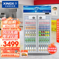 XINGX 星星 632升 双门风冷无霜冷藏立式商用展示柜 保鲜柜 啤酒饮料陈列柜LSC-668WD