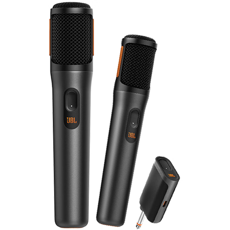 JBL PartyBox Wireless Mic 无线一拖二麦克风话筒 UHF双声道无线接收器 家庭KTV 黑色