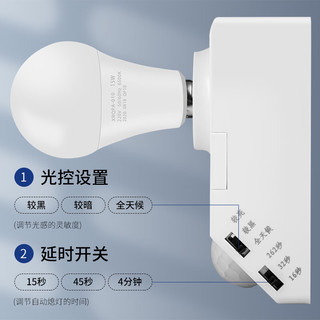 fdd 国际电工 E27红外线人体感应灯座楼道走廊家用螺口明装220V感应器灯头开关 E27人体感应灯座-可调节