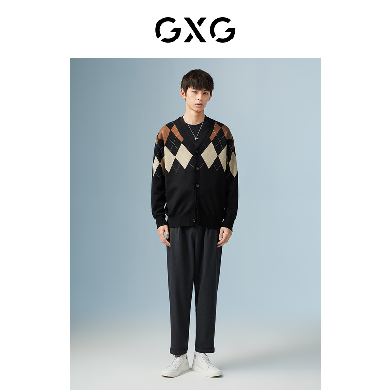 GXG男装 黑色开襟毛衫 22年秋季城市户外系列