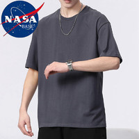 NASA BASE短袖t恤男夏季圆领透气纯棉简约百搭舒适纯色打底衫上衣 1999深灰色 XL（125斤-140斤）