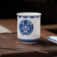 红叶陶瓷 玉兰杯如意陶瓷茶杯带盖泡茶喝茶杯子复古办公杯家用水杯