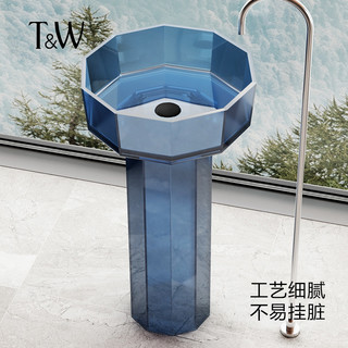 T&W 特拉维尔 TW特拉维尔透明一体落地式立柱盆阳台家用洗手盆卫生间洗漱洗脸盆
