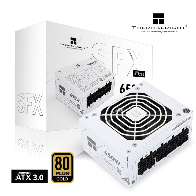 利民（Thermalright）额定650W TR-TGFX650 金牌全模组电源SFX ATX3.0 电脑电源压纹线版金牌电源台式电源 TR-TGFX 650-W SFX金牌全模组白色