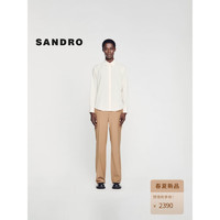 SANDRO2024春夏男装法式日常通勤简约长袖衬衫上衣SHPCM01045 淡褐色 S