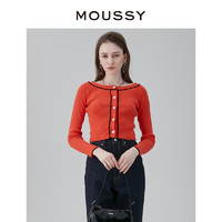 MOUSSY 摩西 春季新品成熟风撞色修身短款针织开衫女010GS270-0680