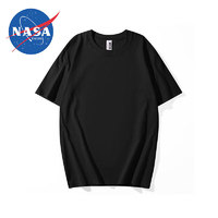 NASADKGM短袖T恤男夏季男士纯棉百搭青少年男士纯色圆领短袖上衣 黑色 XL