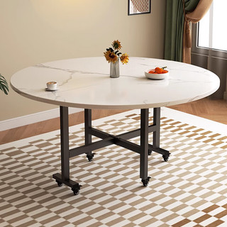 L&S 折叠桌家用餐桌简易吃饭桌子 CJ163 白理石纹 1米 (3-4人)