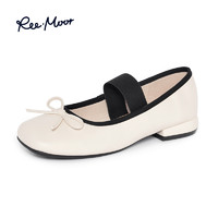 reemoor 睿慕 法式芭蕾舞单鞋2024年新款女方头蝴蝶结低跟玛丽珍鞋