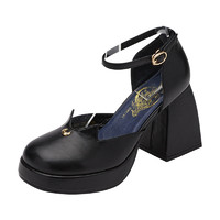 GRACEGIFT 美少女战士水台高跟鞋女法式复古玛丽珍鞋