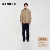 SANDRO2024春夏男装法式休闲美拉德直筒夹克短外套SHPBL00933 H039/浅卡其 XS