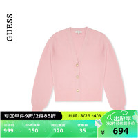 GUESS24年春季女士经典田园风纯色百搭针织毛衣-W4PR45Z0W90 G65T-粉色 S