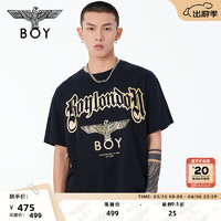 BOY LONDON春夏24男女同款T恤时尚黑金印花休闲短袖N01804 黑色 XS