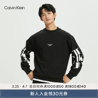 Calvin Klein  Jeans春秋男士时尚醒目字母印花休闲圆领套头卫衣J321659 BEH-太空黑 L