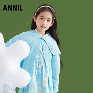 Annil 安奈儿 童装女童秋装大童时尚碎花纯棉长袖连衣裙公主裙