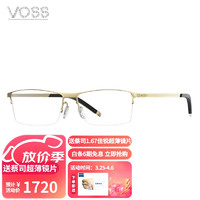 VOSS 芙丝 日本进口简约薄钢系列镜架近视眼镜男款生物钢半框眼镜框V421 02 金色