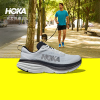 HOKA ONE ONE男款夏季邦代8公路跑鞋BONDI 8轻盈缓震回弹舒适防滑 黑色/白色-宽版 44