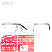VOSS 芙丝 日本进口简约板料镜架近视眼镜男款板料+生物钢眼镜框V427 02 银色+透明