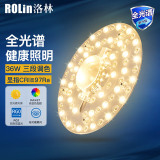 洛林 ROLin）led灯盘灯管全光谱吸顶灯芯灯板360°布光磁吸灯条灯芯36w三挡调光