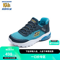 Skechers斯凯奇闪穿鞋儿童时尚休闲鞋男童一脚蹬春秋款透气运动鞋403834L 海军蓝色/青绿色/NVTQ 31