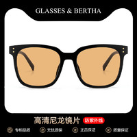 貝爾莎 Bertha/貝爾莎新款茶色墨鏡男女ins高級感防紫外線黃色太陽眼鏡