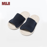 MUJI 男女通用 室内拖鞋 前开 男式女式 无性别 原色×藏青色 JKAG7A4S 275mm XL/45码(2.0)