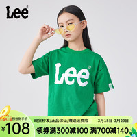 Lee儿童短袖T恤2024夏季休闲百搭童装立体印花男女童上衣打底衫 绿色 140cm