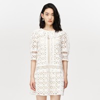 DAZZLE 地素春夏法式复古减龄白色镂空套装仙女连衣裙女（尺码偏小）