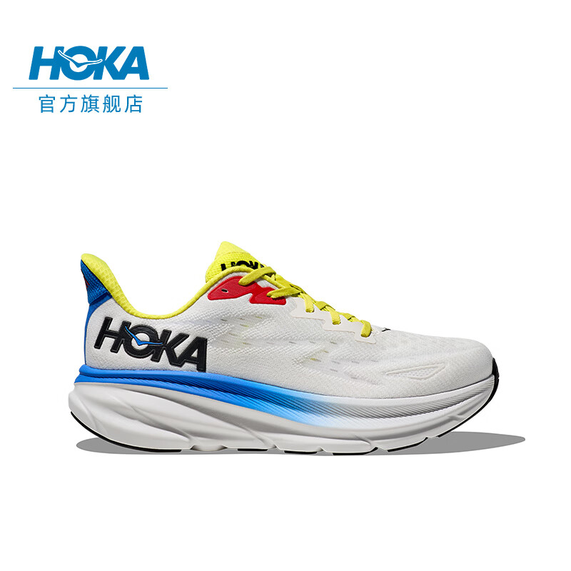 HOKA ONE ONE男款夏季克利夫顿9跑步鞋CLIFTON 9 C9缓震轻量防滑 【】香槟白/幻影蓝 42