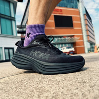 HOKA ONE ONE 邦代8公路跑鞋BONDI 8轻盈缓震回弹舒适防滑运动鞋慢跑鞋 男-黑色1123202