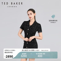 Ted Baker2024春季女士气质短袖小香风短款连衣裙C41045 黑色 0
