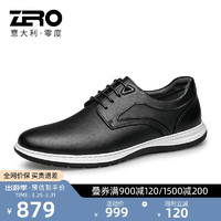 ZERO 零度Zero男鞋软底系带商务休闲皮鞋简约百搭休闲鞋男 黑色 41