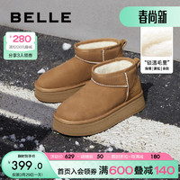 BeLLE 百丽 保暖舒适雪地靴女23冬季潮流短靴A7M1DDM3 棕色 37