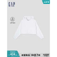Gap女装2024夏季肌理拉链抽绳连帽遮阳衣简约外套874097 白色 175/92A(XL) 亚洲尺码