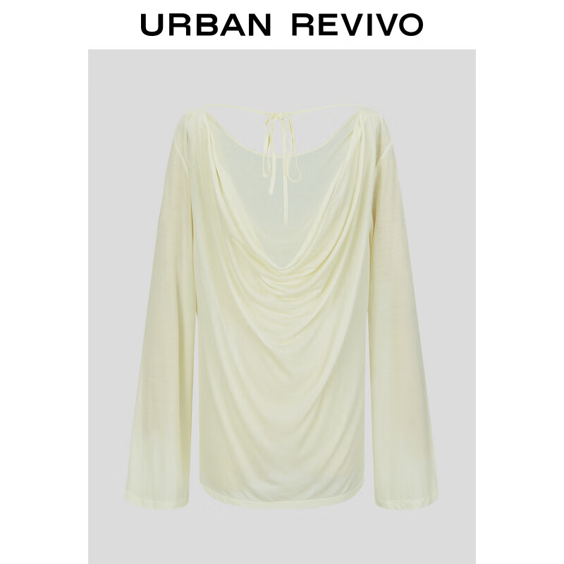 UR2024夏季女装时尚氛围露背系带薄款长袖T恤UWG440079 米白 S
