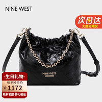 NINE WEST 玖熙 包包女包奢侈新品牌2024新款单肩包女生日情人节礼物送老婆女友 黑色