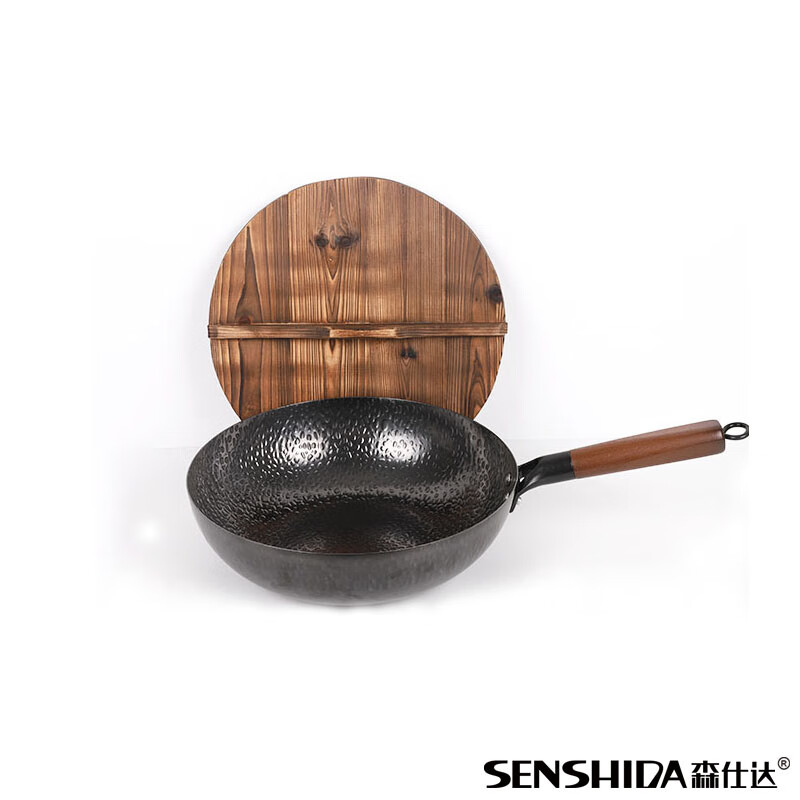 森仕达（SENSHIDA） 森仕达德仕锻打铁锅32cm 配木盖