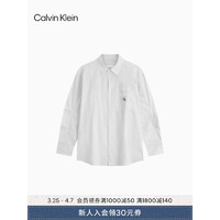 Calvin Klein Jeans24春夏男士复古通勤布标贴袋条纹宽松衬衫J325367 YAF-白底条纹 M