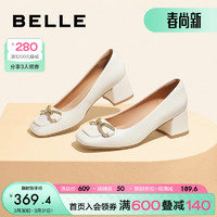 BeLLE 百丽 马衔扣高跟鞋女商场同款复古单鞋3F306CQ2 米色 39
