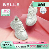 BeLLE 百丽 厚底老爹鞋女商场同款透气网面运动鞋Z3S1DBM3 米色 37