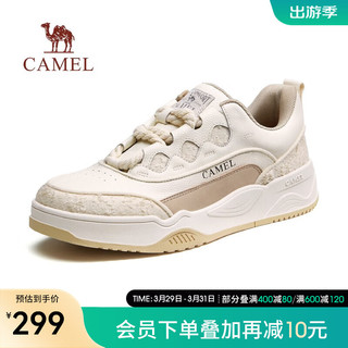 CAMEL 骆驼 新款时尚面包鞋厚底拼接复古小白鞋男士板鞋LT003 G13A076148 山沙色 41