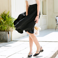 Betu 百图 女装夏季新款半身裙提花压褶新中式国潮半身裙女2303T63 黑色 M