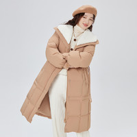 ERAL 艾莱依 长款羽绒服冬季女2023年新款收腰仿羊羔毛领可拆卸保暖外套