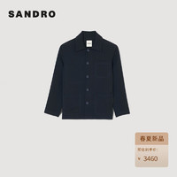 SANDRO2024春夏男装法式简约蓝色长袖夹克外套上衣SHPBL00752 47/蓝色 XS