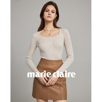 Marie Claire 嘉人 春季修身显瘦女式毛衣打底长袖针织衫