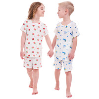 higia 海吉儿 儿童家居服夏季薄款男女童竹纤维空调服中大童睡衣短袖套装2~12岁