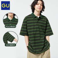 GU 极优 男装宽松条纹POLO衫(5分袖)2023年夏季休闲时尚流行346755