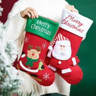 趣然 圣诞袜子礼物袋大号儿童老人礼品袋场景布置挂件挂饰圣诞节装饰品